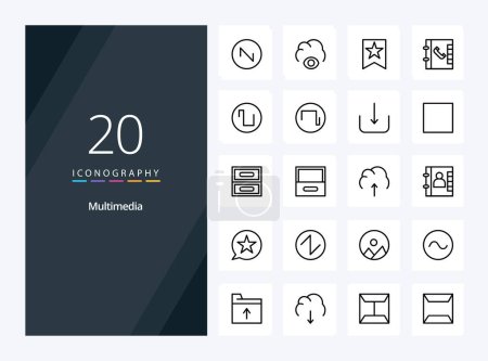 Ilustración de 20 Icono de esquema multimedia para presentación - Imagen libre de derechos