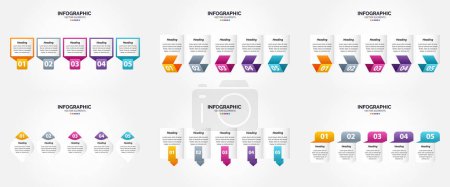 Illustration for Elevate your presentation with Vector 6 Infographics Pack and cycle diagrams - Royalty Free Image
