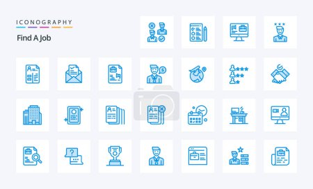 Illustration for 25 Find A Job Blue icon pack - Royalty Free Image