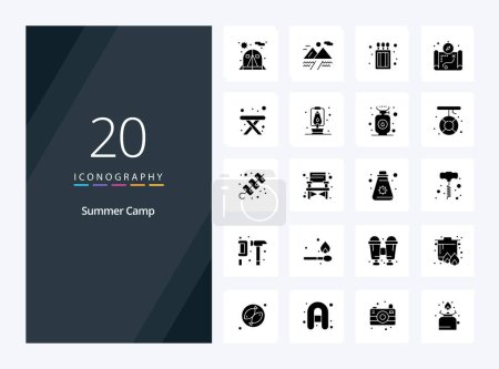Illustration for 20 Summer Camp Solid Glyph icon for presentation - Royalty Free Image
