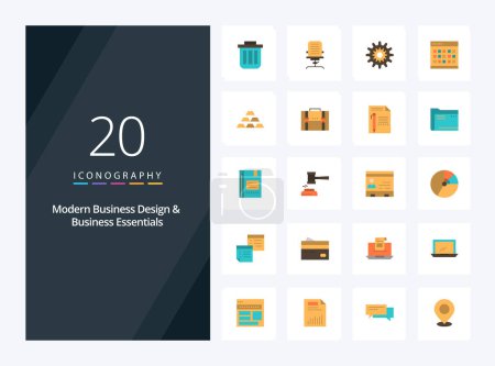 Téléchargez les illustrations : 20 Modern Business et Business Essentials icône de couleur plate pour la présentation - en licence libre de droit