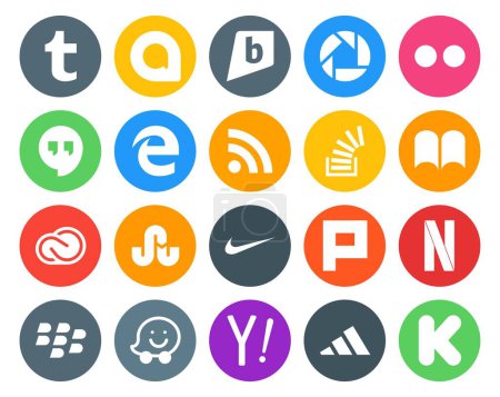 Illustration for 20 Social Media Icon Pack Including nike. adobe. stockoverflow. cc. ibooks - Royalty Free Image