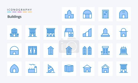 Illustration for 25 Buildings Blue icon pack - Royalty Free Image