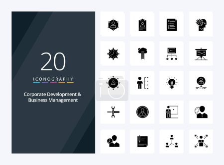 Ilustración de 20 Desarrollo corporativo y gestión empresarial icono de glifos sólidos para la presentación - Imagen libre de derechos