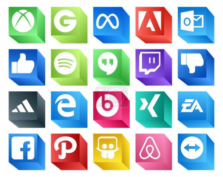 Ilustración de 20 Paquete de iconos de redes sociales Incluyendo deportes. artes electrónicas. quedadas. xing. borde - Imagen libre de derechos