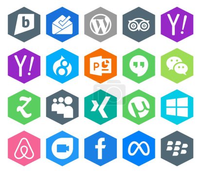Ilustración de 20 Paquete de iconos de redes sociales Incluyendo ventanas. xing. drupal. Mi espacio. mensajero - Imagen libre de derechos