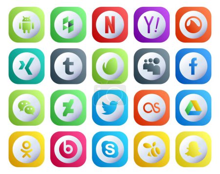 Ilustración de 20 Paquete de iconos de redes sociales, incluida la unidad de Google. tweet. Enviato. twitter. mensajero - Imagen libre de derechos