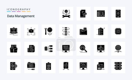 Ilustración de 25 Gestión de datos Paquete de iconos de glifos sólidos - Imagen libre de derechos