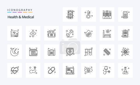 Illustration for 25 Health And Medical Line icon pack - Royalty Free Image