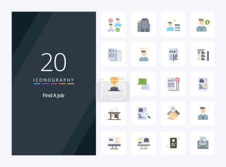 Illustration for 20 Find A Job Flat Color icon for presentation - Royalty Free Image