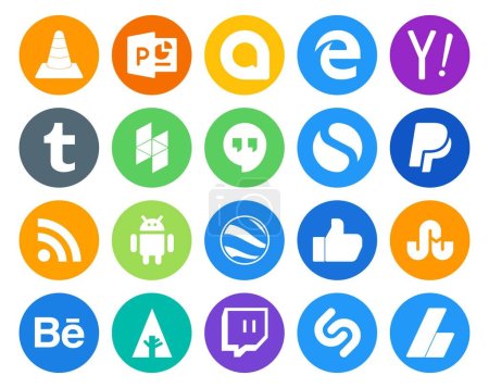 Illustration for 20 Social Media Icon Pack Including stumbleupon. google earth. tumblr. android. paypal - Royalty Free Image