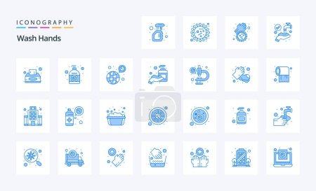 Illustration for 25 Wash Hands Blue icon pack - Royalty Free Image