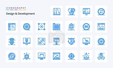Téléchargez les illustrations : 25 Design Development Pack icône bleue - en licence libre de droit