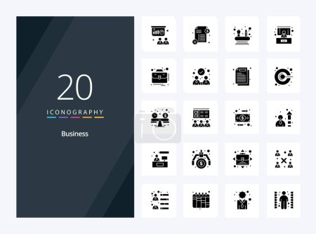 Téléchargez les illustrations : Icône Glyphe solide de 20 entreprises pour la présentation - en licence libre de droit