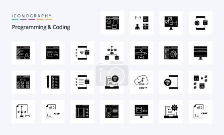 Téléchargez les illustrations : 25 Programmation et codage du pack d'icônes Solid Glyph - en licence libre de droit