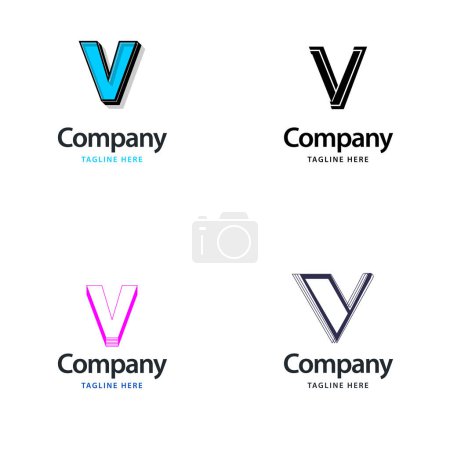Téléchargez les illustrations : Lettre V Big Logo Pack Design Creative Design de logos modernes pour votre entreprise - en licence libre de droit
