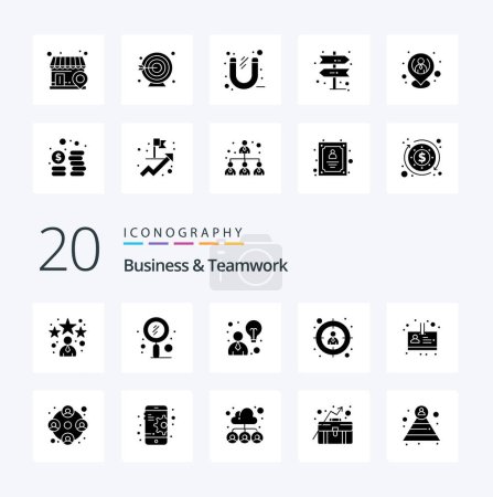Ilustración de 20 Negocio y trabajo en equipo Solid Glyph icono Paquete como persona empleado zoom objetivo empleado - Imagen libre de derechos