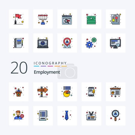 Ilustración de 20 Línea de empleo llenado icono de color Paquete como borrar notificación gráfico de conferencia - Imagen libre de derechos