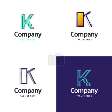 Téléchargez les illustrations : Lettre K Big Logo Pack Design Creative Design de logos modernes pour votre entreprise - en licence libre de droit