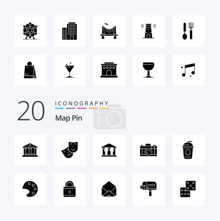 Ilustración de 20 Mapa Pin Solid Glyph icono Paquete como herramientas de color mony paris cola - Imagen libre de derechos