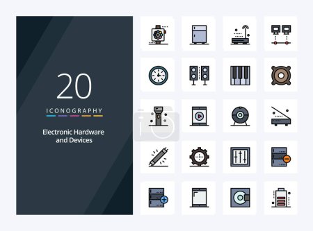 Illustration for 20 Devices line Filled icon for presentation - Royalty Free Image