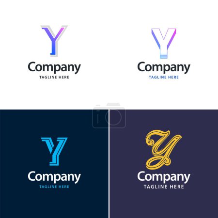 Téléchargez les illustrations : Lettre Y Big Logo Pack Design. Conception de logos créatifs modernes pour votre entreprise - en licence libre de droit