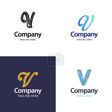 Téléchargez les illustrations : Lettre V Big Logo Pack Design. Conception de logos créatifs modernes pour votre entreprise - en licence libre de droit