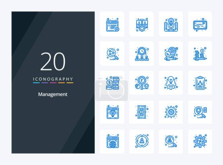 Téléchargez les illustrations : 20 Icône de couleur bleu de gestion pour la présentation - en licence libre de droit