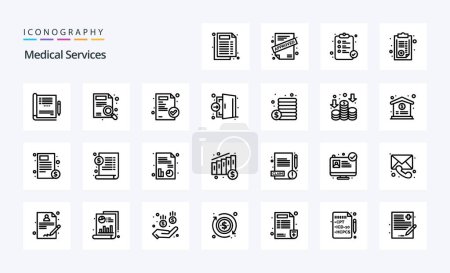 Illustration for 25 Medical Services Line icon pack - Royalty Free Image