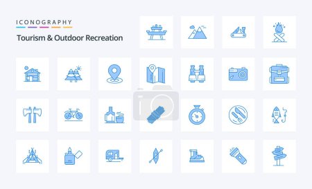 Ilustración de 25 Turismo y Recreación al aire libre Paquete icono azul - Imagen libre de derechos