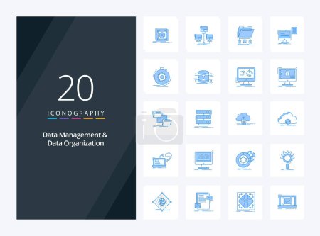 Ilustración de 20 Gestión de datos y organización de datos Icono de color azul para la presentación - Imagen libre de derechos
