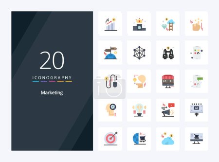 Ilustración de 20 icono de marketing de color plano para la presentación - Imagen libre de derechos