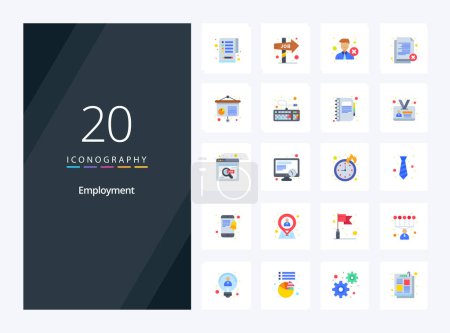 Ilustración de 20 Empleo icono de color plano para la presentación - Imagen libre de derechos
