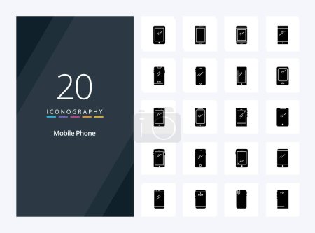 Illustration for 20 Mobile Phone Solid Glyph icon for presentation - Royalty Free Image