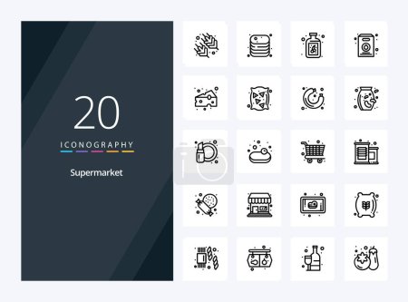Ilustración de 20 Icono de esquema de supermercado para presentación - Imagen libre de derechos