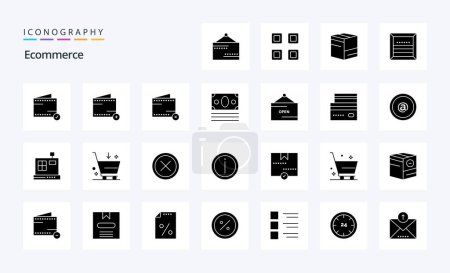 Ilustración de 25 Paquete de iconos de glifos sólidos de comercio electrónico - Imagen libre de derechos