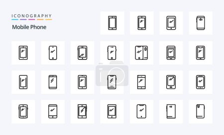 Illustration for 25 Mobile Phone Line icon pack - Royalty Free Image