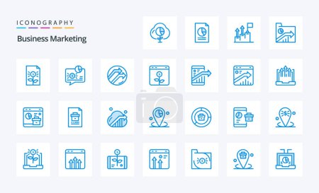 Ilustración de 25 Paquete de iconos de Business Marketing Blue - Imagen libre de derechos