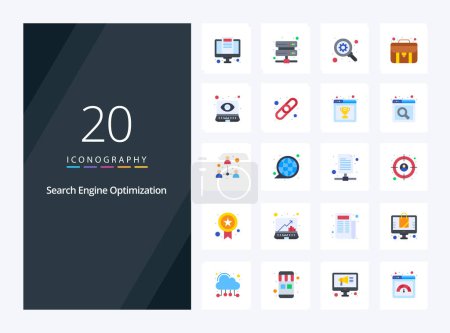 Illustration for 20 Seo Flat Color icon for presentation - Royalty Free Image