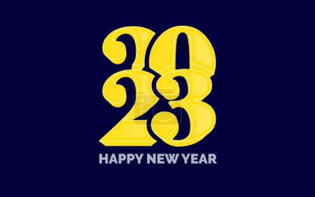 Ilustración de Feliz año nuevo 2023 brillante tipografía logotipo de diseño - Imagen libre de derechos