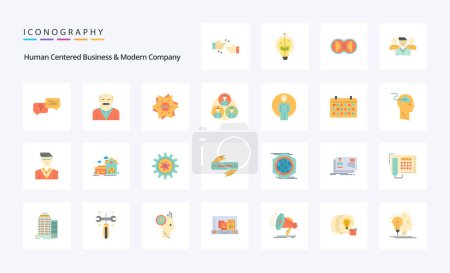 Ilustración de 25 humano centrado en negocios y moderna empresa plana icono de color pack - Imagen libre de derechos