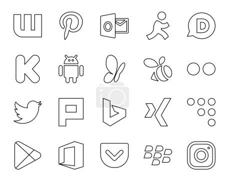 Ilustración de 20 Paquete de iconos de redes sociales Incluyendo aplicaciones. coderwall. enjambre. xing. plurk - Imagen libre de derechos