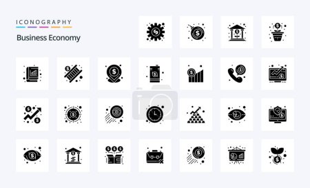 Ilustración de Paquete de icono de glifo sólido de 25 economía - Imagen libre de derechos