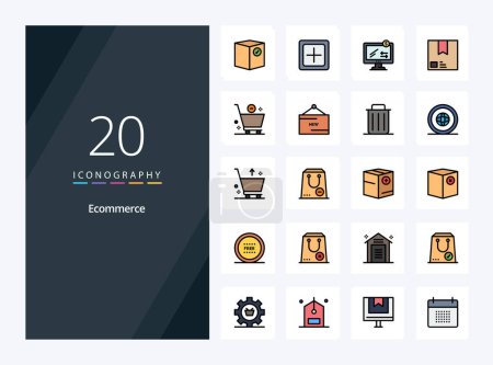 Illustration for 20 Ecommerce line Filled icon for presentation - Royalty Free Image