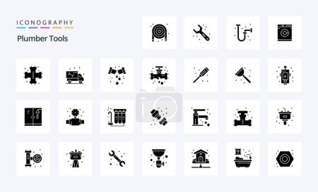 Illustration for 25 Plumber Solid Glyph icon pack - Royalty Free Image