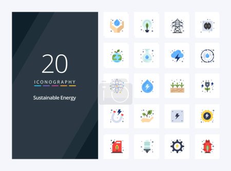Illustration for 20 Sustainable Energy Flat Color icon for presentation - Royalty Free Image