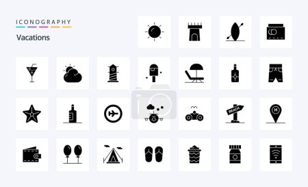 Ilustración de Paquete de iconos de glifo sólido de 25 vacaciones - Imagen libre de derechos