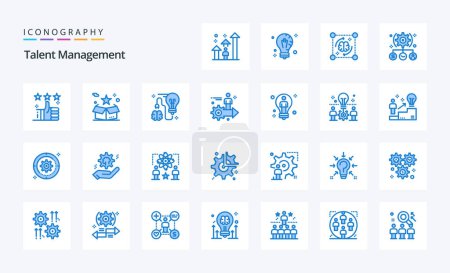 Téléchargez les illustrations : Pack icône 25 Talent Management Blue - en licence libre de droit
