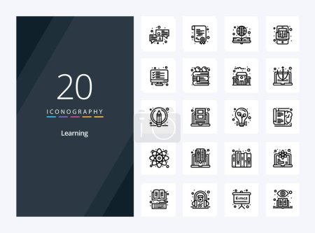 Téléchargez les illustrations : 20 Aperçu de l'apprentissage icône pour la présentation - en licence libre de droit