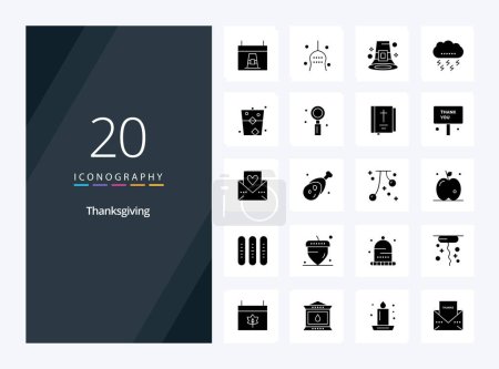 Illustration for 20 Thanks Giving Solid Glyph icon for presentation - Royalty Free Image